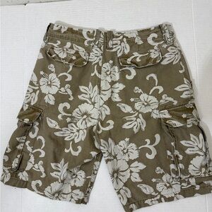 Floral Tan Cargo Shorts and or board shorts for Men. In size 33”